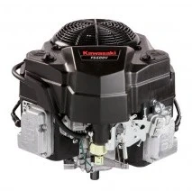 Silnik ridera R316TX Husqvarna, czarny, okrągły kształt, widok frontalny. Widoczne detale: wlot powietrza na górze, przyłącza paliwowe i elektryczne z boku. Logo Kawasaki w widocznym miejscu. Brak dodatkowych akcesoriów.
