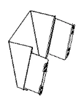 Wlot powietrza Husqvarna R422Ts z tworzywa, prostopadłościenny, z ostrymi krawędziami i widocznymi mocowaniami. Szczegóły na jednolitym tle, do silników kosiarek.
