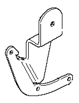 Wspornik ridera R422Ts Husqvarna, metalowy, w kształcie litery L. Produkt widoczny z boku, z jedną otworami montażowymi. Napotykająca się na fakturę powierzchnia ma matowe wykończenie. Idealny do zamontowania na urządzeniach Husqvarna.