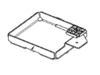 Wspornik ridera RC318T Husqvarna w formie prostokątnej, wykonany z metalu. Ukazany z boku, z widocznymi mocowaniami. Ścianki mają jednolitą, matową powierzchnię. Brak dodatkowych elementów dekoracyjnych. Tło proste, białe.