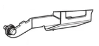 Zawias Ridera R418Ts Husqvarna w kolorze metalicznym, widoczny z boku. Wykonany z metalu, z śrubą mocującą, o opływowym kształcie na białym tle.