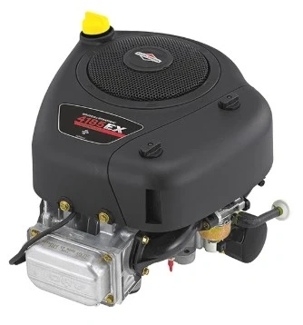 Silnik ridera R419Ts Husqvarna w kolorze czarnym z wyraźnym logo. Ujęcie frontalne, widoczny tłumik oraz wlew oleju. Metalowa obudowa z fakturą i przyciskiem uruchamiającym. Produkt nowy, stojący, z widocznymi elementami montażowymi.