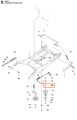 Tuleja ridera R220T Husqvarna w kolorze czarnym, metalowa, cylindryczna, o precyzyjnych wymiarach. Widoczna z boku na schemacie montażowym, opisana jako element podzespołu. Zawiera otwory mocujące do zamontowania w podłożu.