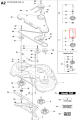 Trzonek ridera R220T Husqvarna, metalowy prostokątny element z otworami montażowymi, białe i szare detale, widoczne mocowanie i logo. Przeznaczony do systemu koszenia.