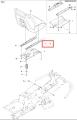 Śruba ridera R316T Husqvarna w kolorze srebrnym, metalowa, o standardowym kształcie. Widoczna z boku na schemacie montażowym, obok elementów konstrukcyjnych. Zdjęcie ukazuje detal i położenie śruby w kontekście zespołu siedzenia.