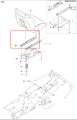 Zestaw do regulacji fotela ridera R316T Husqvarna zawiera metalowy element o prostokątnym kształcie, w kolorze szarym. Ujęcie z boku pokazuje detale mocowania. Produkt umieszczony na białym tle, co podkreśla jego krawędzie i fakturę.