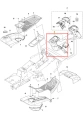Szara osłona z tworzywa sztucznego do ridera R316TX Husqvarna, widoczna z boku, ergonomiczna z mocowaniami, dopasowana do maszyny, na jednolitym tle.