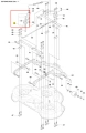 Napinacz pasa R318C Husqvarna, okrągły element w kolorze metalicznym, widoczny w zestawieniu części, z prostymi, gładkimi konturami. Pozycjonowany pionowo, ukazany na tle schematu. W otoczeniu obrysów innych komponentów z mechanicznymi detalami.