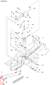Mocowanie rury ridera R418Ts Husqvarna, przedstawiony w schemacie technicznym, z numerem katalogowym 30. Element metalowy, z gwintem, w kształcie prostokątnym, umiejscowiony w dolnej części. Sposób mocowania do rury zaznaczony na czerwono.