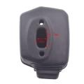 Tłumik do pilarki Husqvarna 51/55 w kolorze czarnym, widok z góry, pokazujący kształt prostokątny. Wymiary: 24,7 mm x 13,3 mm. Dwa otwory mocujące, jeden z nich widoczny. Tło białe, kontury dobrze wyeksponowane.