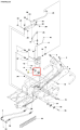 Metalowy zacisk rury ridera R418Ts Husqvarna, szary, prostokątny, z wieloma otworami montażowymi, połączenie rur hydraulicznych, widok frontalny na schemacie hydraulicznym.