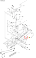 Metalowa śruba ridera R418Ts Husqvarna, cylindryczna, z gwintem, widoczna w dolnej części schematu hydrauliki, oznaczona na czerwono, kluczowy element mocowania wśród części hydraulicznych.