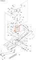 Filtr ridera R418Ts Husqvarna, widok z boku, z ukazanym położeniem na schemacie hydraulicznym. Zawiera elementy montażowe, z oznaczeniami i numerami, skoncentrowany w obramowaniu. Detalizowany schemat, ukazujący kluczowe komponenty mechaniczne.