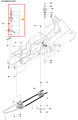 Napinacz pasa R418Ts Husqvarna w widoku z góry, na schemacie technicznym, z oznaczeniem numeru 11. Elementy są przedstawione w detalach z krótkimi opisami. Widać różne komponenty, w tym śruby oraz koła pasowe, na tle prostego, białego tła.