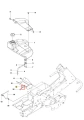 Podkładka ridera R418Ts Husqvarna o matowej powierzchni, w kolorze czarnym, z wyraźnym logo producenta. Widok z boku, pokazujący szczegóły mocowania. Element z tworzywa sztucznego, w pozycji leżącej, na białym tle.