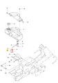 Filtr paliwa do ridera R418Ts Husqvarna, przedstawiony z boku, montowany na układzie paliwowym. Widoczny kształt cylindryczny, z uchwytem i otworami na mocowania. Części zaprezentowane na tle białym, pozwalającym na łatwą identyfikację detali.
