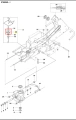 R418Ts Husqvarna to metalowe, okrągłe koło zabezpieczające z centralnym otworem i widocznymi mocowaniami, pokazane z góry na schematycznym diagramie, bez tła. Wymiary nieokreślone.