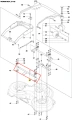 Poręcz ridera R418Ts Husqvarna w kolorze czarnym, wykonana z metalu, zamontowana poziomo. Widok z boku, ukazujący mocowania i detale konstrukcji. Tło proste, białe, skupiające uwagę na produkcie. Elementy montażowe dobrze widoczne.
