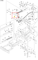 Trzonek ridera R418Ts Husqvarna, metalowy element w kształcie prostokąta, z wyraźnym napisem na bocznej krawędzi. Widoczny z boku, na tle diagramu, z zaznaczeniem numeru części. Brak dodatkowych akcesoriów. Wyraźne detale montażowe.