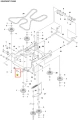 Śruba ridera R418Ts Husqvarna w kolorze metalicznym, widoczna z boku i na schemacie pod numerem 12, z detalem mocowania. Tło techniczne ukazuje elementy konstrukcji, brak dodatkowych akcesoriów i logo.