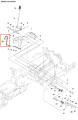 Łańcuch ridera R418Ts Husqvarna, widoczny fragment uchwytu do regulacji wysokości. Część metalowa, o kształcie litery L, z wyraźnymi oznaczeniami numeru 13. Element zmontowany w układzie mechanicznym, detale widoczne na schemacie.