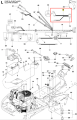 Termostat ridera R422Ts Husqvarna z boku, czarny przewód z wtyczką, osadzony w obudowie na tle schematu elektrycznego z zaznaczonymi elementami montażowymi i detalami konstrukcji.