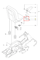 Wspornik ridera R422Ts Husqvarna w kolorze czarnym, wykonany z metalu. Widok z boku, zamontowany na dolnej części fotela, z wyraźnymi mocowaniami. Element spisany na prostopadłej bazie w celu stabilizacji. Tło białe, minimalne detale.