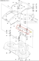 Poręcz ridera R422Ts Husqvarna, metalowa konstrukcja w kolorze czarnym, z okrągłymi mocowaniami. Ujęcie pokazujące element z przodu, z widocznymi śrubami i detalami mocowania. Tło jest białe, co podkreśla produkt.