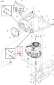Przedłużenie wylotu ridera Husqvarna R422Ts, widok boczny elementu montażowego w kolorze metalicznym z otworami na rysunku technicznym i numeracją części, na białym tle.