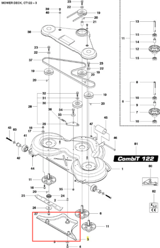 Wtyczka zespół ridera R422Ts Husqvarna, widoczna z boku, leżąca na płaskiej powierzchni. Element metalowy ma prostokątny kształt z zaokrąglonymi krawędziami oraz otworami do mocowania. Powierzchnia matowa, z widocznymi oznaczeniami technicznymi.