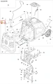 Śruba ridera RC318T Husqvarna, metalowa, o standardowym kształcie, przeznaczona do mocowania. Widoczna w układzie części, w środku schematu. Kolor stalowy, z czytelnym numerem części. Element umieszczony w pozycji poziomej w projekcie narzędzia.