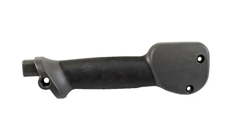 Trzonek dmuchawy 150BT Husqvarna w kolorze czarnym z gumowaną, teksturowaną rączką. Widok z boku, ukazujący otwory mocujące. Produkt w nowym stanie, przeznaczony do użytku z dmuchawami Husqvarna.