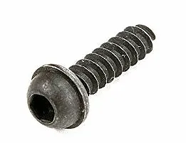 Czarna śruba dmuchawy Husqvarna 130BT z wkrętem o spiralnym kształcie. Widoczny stożkowaty łeb oraz gwint przylegający do korpusu. Produkt leży poziomo na jednolitym tle, co podkreśla jego szczegóły i strukturę materiału.