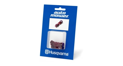 Kontakt podłączenia przewodu Automower Husqvarna, 5 sztuk w plastikowym blisterze. Ciemnoczerwone części na białym tle, opakowanie z logo Husqvarna i napisem automower, produkt leżący w zamknięciu.