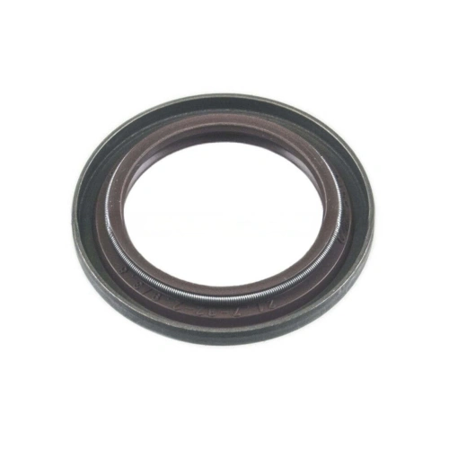 Brązowy uszczelniacz wału korbowego, okrągły z metalowym pierścieniem i napisem. Leży na jednolitym tle, gładki, do silników 545XP II, 550XP II, 560XP II.