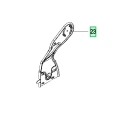 Wspornik uchwytu kosiarki LC 353VI Husqvarna w kolorze szarym, o kształcie ergonomicznym, z widoczną numeracją 23. Ujęcie z boku, z detalem mocowania. Element montażowy, wykonany z metalu, przeznaczony do mocowania uchwytu w kosiarkach.