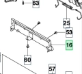 Osłona kosiarki LC 53E Husqvarna, metalowa, w kolorze szarym, widoczna z boku, ukazująca kształt prostokątny. Zawiera elementy montażowe i numery części, z wyraźnymi detalami mocowania. Prosta, techniczna prezentacja na białym tle.