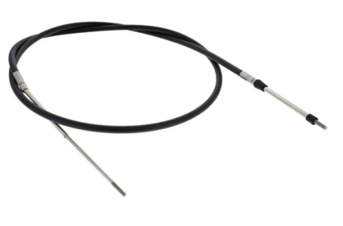 Przewód sterowania do ridera RC320T Husqvarna, o długości około 2 metry, wykonany z elastycznego materiału w czarnym kolorze, z metalowymi końcówkami. Ułożony luźno na białym tle, z wyraźnymi detalami mocowania i zakończenia.