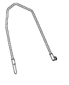 Drut ridera RC318T Husqvarna, metalowy, wydłużony kształt z zakrzywionym końcem, służący do montażu w maszynach. Widać małe mocowanie na końcu drutu. Produkt przedstawiony z boku na jasnym tle.
