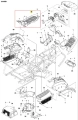Czarna plastikowa osłona ridera RC318T Husqvarna, ergonomiczna, lekko zakrzywiona, z boku z wzorem siatki i otworami montażowymi, widok z góry pokazujący kształt i detale.