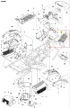 Osłona ridera RC318T Husqvarna w kolorze czarnym, z wyraźnie widocznymi perforacjami. Produkt prezentowany z góry, w pozycji leżącej. Na widoku detale mocowań oraz struktura powierzchni. Tło jednolite, białe.