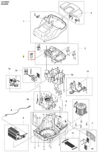 Klucz kosiarki LB 448iV Husqvarna, jasny, cylindryczny z gwintem, metalowy, do precyzyjnego montażu na białym tle.