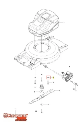 Szara, okrągła podkładka sprężyny do kosiarki Husqvarna LB 448iV, widziana z góry, z prostą fakturą, bez napisów i logo, na białym tle, element montażowy bez dodatkowych akcesoriów.