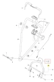 Śruba M12x55 (8.8) do kosiarki LB 448iV Husqvarna, metalowa, o walcowatym kształcie, montowana w ramach, widoczna w zbliżeniu na schemacie części. Ułożona poziomo, otoczona innymi elementami. Przeznaczona do mocowania części w urządzeniu.