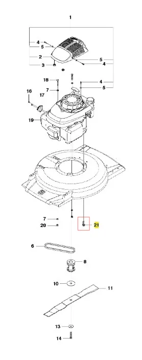 Śruba DG-93x30Z FZ Låslack, przeznaczona do kosiarki Husqvarna WB 53S. Metaliczny element o szarym kolorze z gwintem, widoczny w zestawie z innymi częściami, leżący na białym tle, w ujęciu frontalnym, podkreślająca funkcjonalność narzędzia.