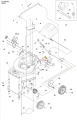 Śruba do kosiarki LC 551VQ Husqvarna, metalowa, o cylindrycznym kształcie, w kolorze srebrnym. Widok z boku, ukazana w kontekście montażu na podłożu. Detal składa się z gładkiej powierzchni z widocznymi gwintami.