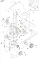 Śruba kosiarki LC 551VQ Husqvarna, metaliczna, z gwintem i łbem, widoczna na schemacie bocznym. Element montażowy do serwisu, zgodny z oryginalnymi częściami.