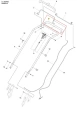 Rura kosiarki LC 551VQ Husqvarna, widoczna z góry, złożona ze stalowych elementów, w układzie mechanicznym. Zawiera uchwyty, mocowania oraz detale techniczne. Na tle białym, z oznaczyć numeracji części. Brak widocznych napisów lub logo.