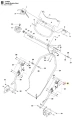 Śruba kosiarki LC 53E Husqvarna, metalowa, w kolorze stalowym, z gwintem. Ujęcie z góry, pokazujące zarys łba śruby oraz gwint. Widoczny mocny materiał, bez dekoracji. Produkt leży na białym tle, co podkreśla jego detale i funkcjonalność.