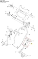 Zawias kosiarki LC 53E Husqvarna, czarny metalowy element z bocznymi mocowaniami i otworami na śruby, na białym tle, idealny do kosiarki Husqvarna.